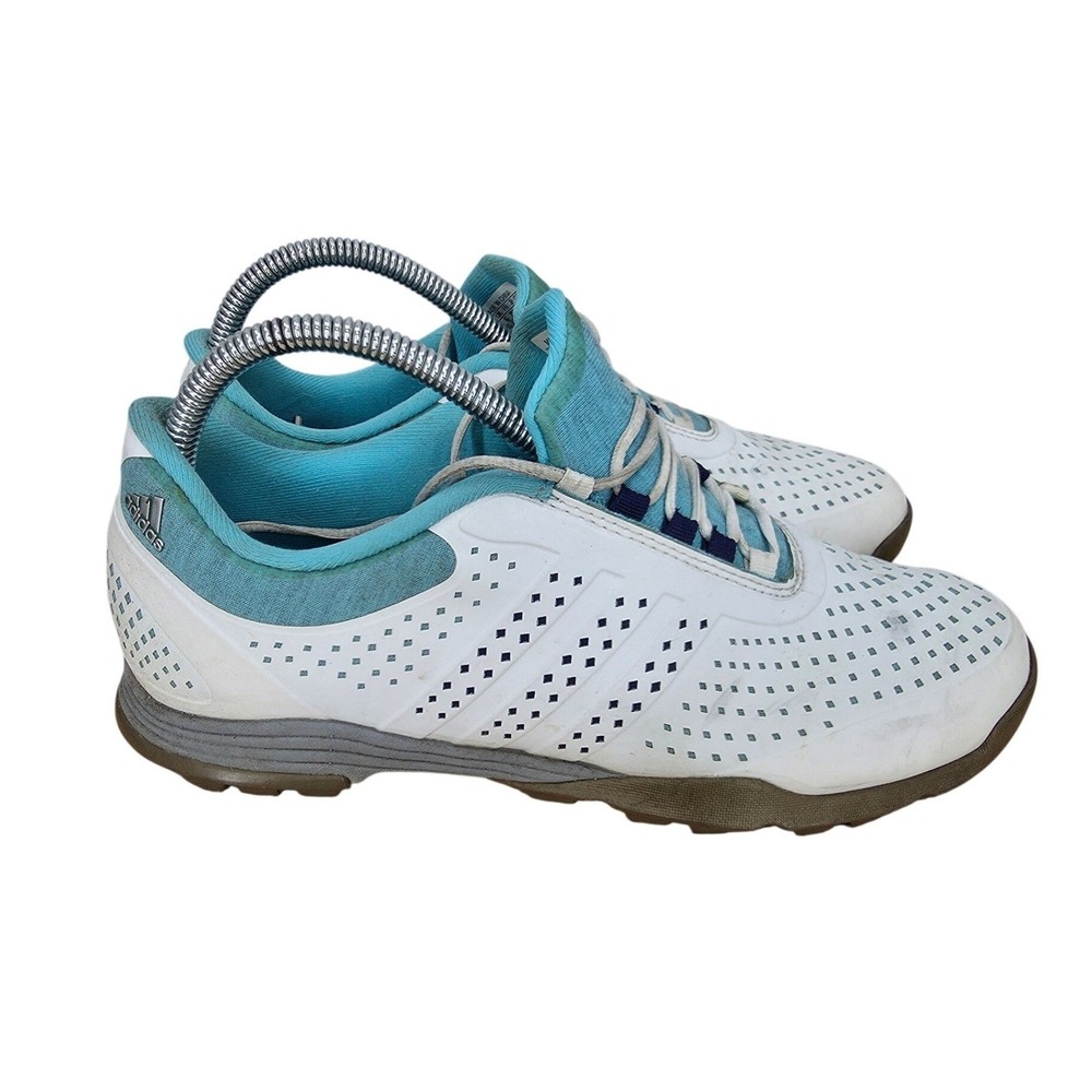 Adidas Adipure Sport Golf Shoes Womens 7.5 White Turquoise Spikeless Sneakers